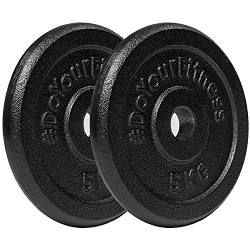 #DoYourFitness Hantelscheiben Gewichtsscheiben Set, 2 x 5 kg, 100% Gusseisen, Langhantel Curlhantelstange Hantelstange Kurzhantel in Grau