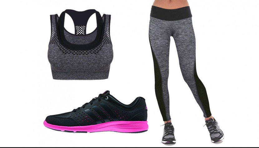 GYM STYLE INSPITATION – Modisches Fitnessoutfit in Grau/Schwarz