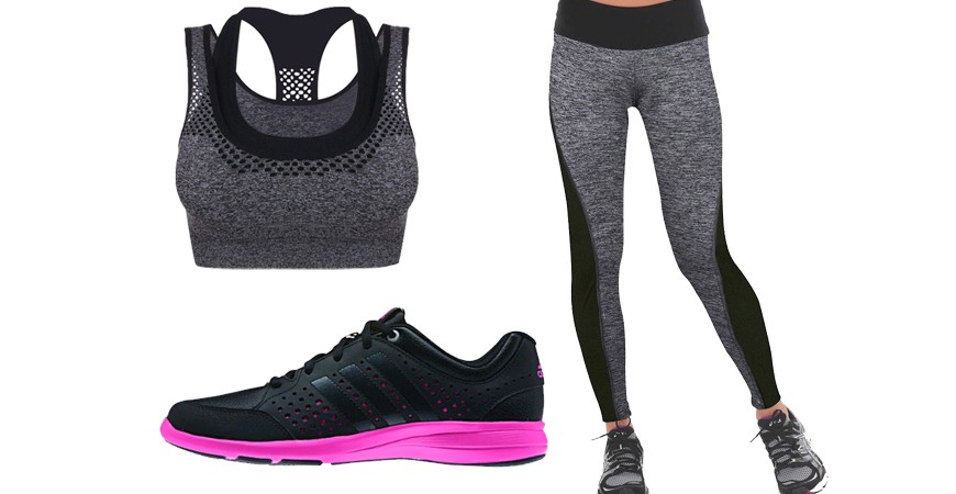 GYM STYLE INSPITATION – Modisches Fitnessoutfit in Grau/Schwarz